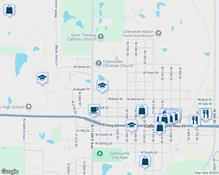 map of restaurants, bars, coffee shops, grocery stores, and more near 1626 West Maple Street in Collinsville