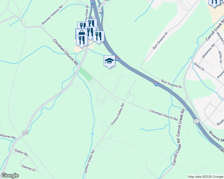 map of restaurants, bars, coffee shops, grocery stores, and more near 4 Boone Hill Court in Gray