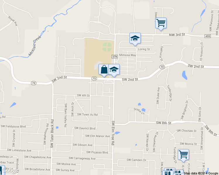 map of restaurants, bars, coffee shops, grocery stores, and more near 304 Southwest Bordeaux Court in Bentonville