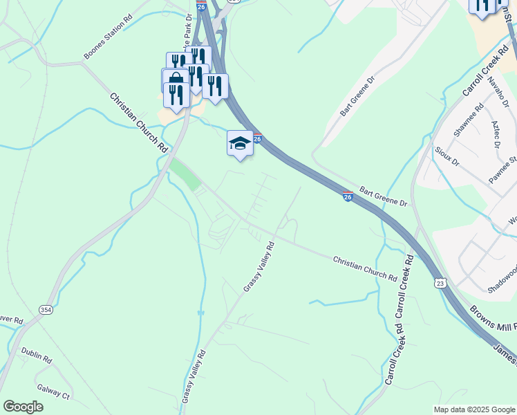 map of restaurants, bars, coffee shops, grocery stores, and more near 16 Boone Hill Court in Gray
