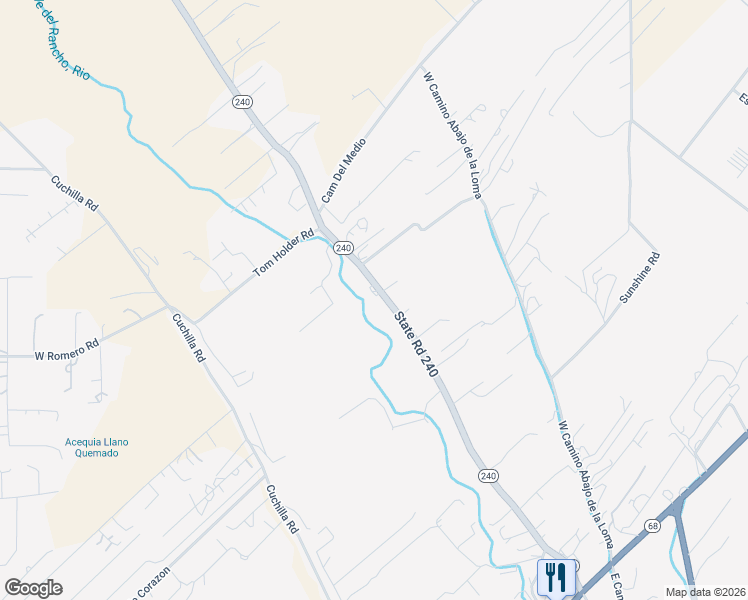 map of restaurants, bars, coffee shops, grocery stores, and more near 171 State Road 240 in Taos