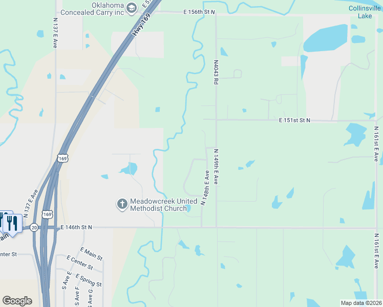 map of restaurants, bars, coffee shops, grocery stores, and more near 14705 East 150th Street North in Collinsville