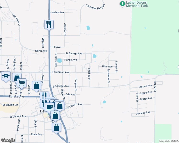 map of restaurants, bars, coffee shops, grocery stores, and more near 313 Smalley Street in Berryville