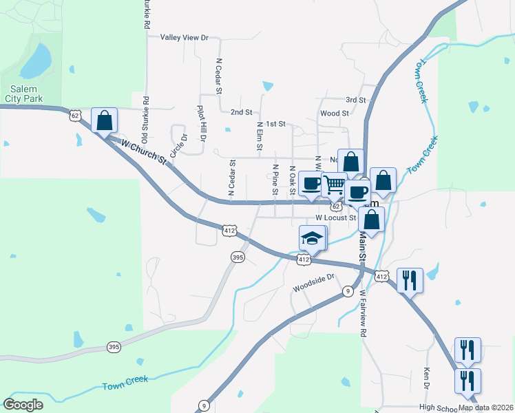 map of restaurants, bars, coffee shops, grocery stores, and more near 113 Byron Road in Salem