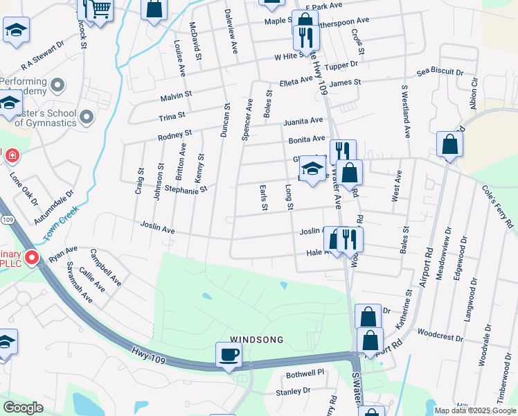 map of restaurants, bars, coffee shops, grocery stores, and more near 220 Hawkins Avenue in Gallatin