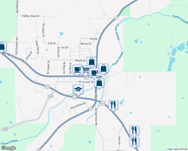 map of restaurants, bars, coffee shops, grocery stores, and more near in Salem