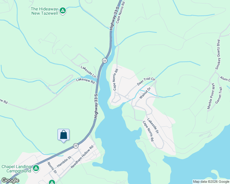 map of restaurants, bars, coffee shops, grocery stores, and more near 508 Cape Norris Road in New Tazewell