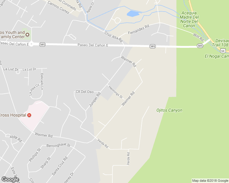 map of restaurants, bars, coffee shops, grocery stores, and more near Hennings Street in Taos