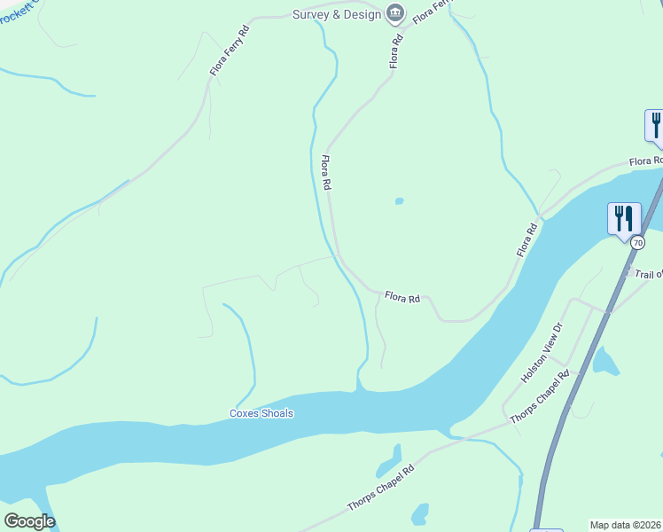 map of restaurants, bars, coffee shops, grocery stores, and more near 107 Chestnut Town Road in Rogersville