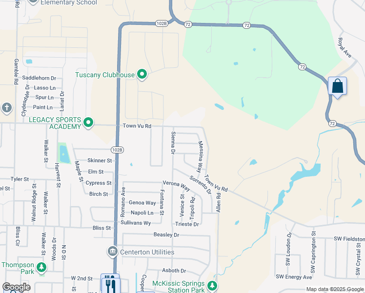 map of restaurants, bars, coffee shops, grocery stores, and more near 401 Torino Place in Centerton