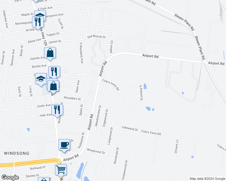 map of restaurants, bars, coffee shops, grocery stores, and more near 1009 Edgewood Drive in Gallatin