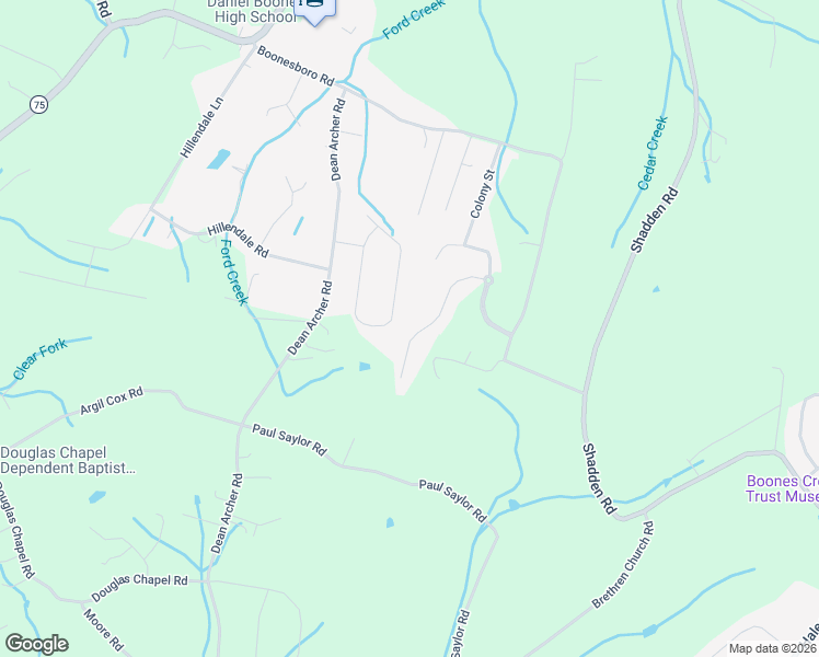 map of restaurants, bars, coffee shops, grocery stores, and more near 202 Sunset Ridge Court in Johnson City
