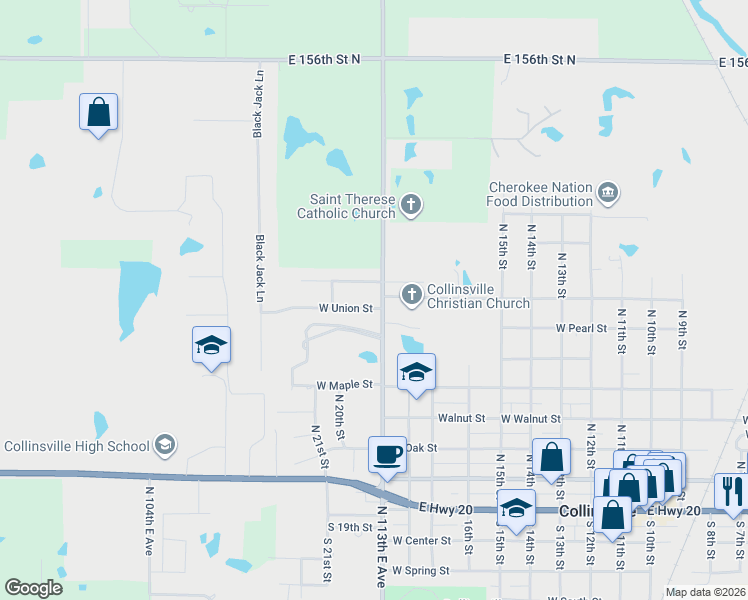 map of restaurants, bars, coffee shops, grocery stores, and more near 1906 West Union Street in Collinsville