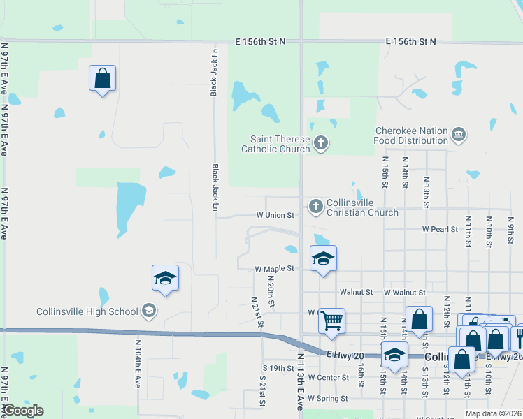 map of restaurants, bars, coffee shops, grocery stores, and more near 707 North 21st Street in Collinsville