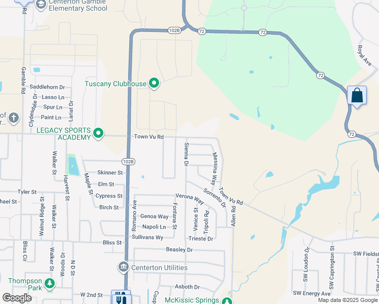 map of restaurants, bars, coffee shops, grocery stores, and more near 401 Torino Place in Centerton