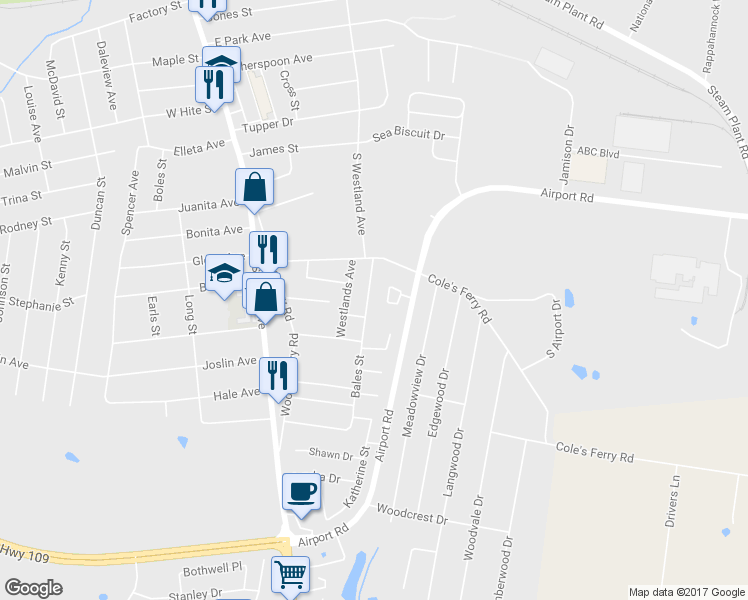 map of restaurants, bars, coffee shops, grocery stores, and more near 1017 Bales Street in Gallatin