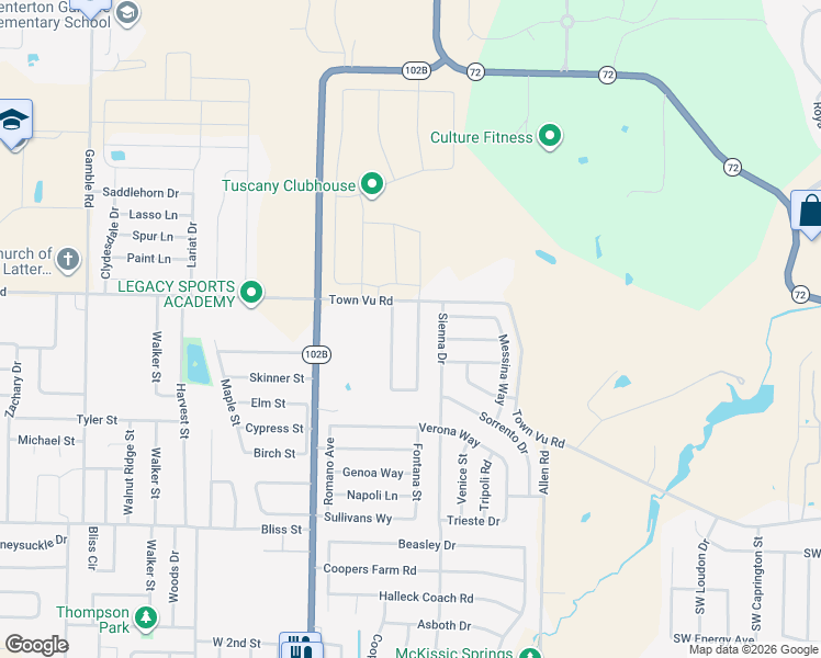 map of restaurants, bars, coffee shops, grocery stores, and more near 1051 Tarah Knolls Circle in Centerton