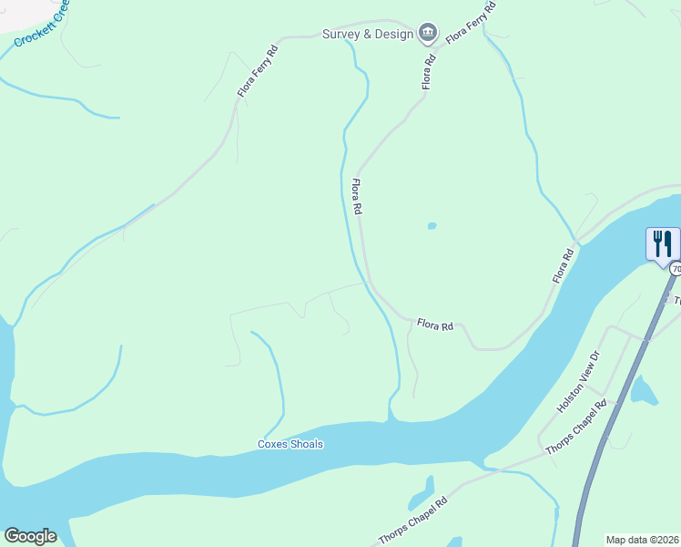 map of restaurants, bars, coffee shops, grocery stores, and more near 107 Chestnut Town Road in Rogersville