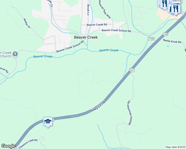 map of restaurants, bars, coffee shops, grocery stores, and more near 193 Inspiration Way in West Jefferson