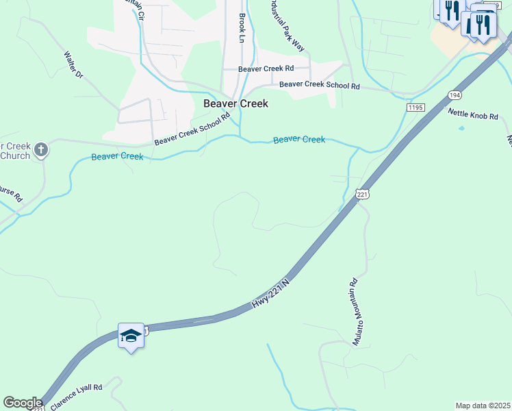 map of restaurants, bars, coffee shops, grocery stores, and more near 193 Inspiration Way in West Jefferson