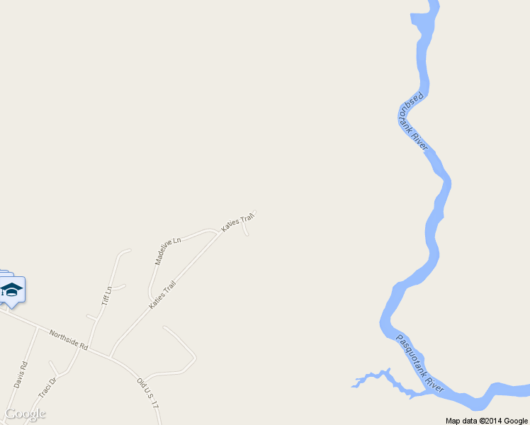 map of restaurants, bars, coffee shops, grocery stores, and more near 404 Katies Trail in Elizabeth City