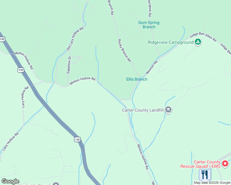 map of restaurants, bars, coffee shops, grocery stores, and more near 306 Minton Hollow Road in Elizabethton