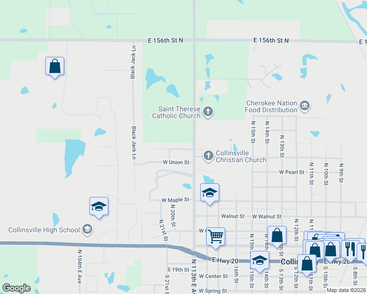 map of restaurants, bars, coffee shops, grocery stores, and more near 1906 West Union Street in Collinsville