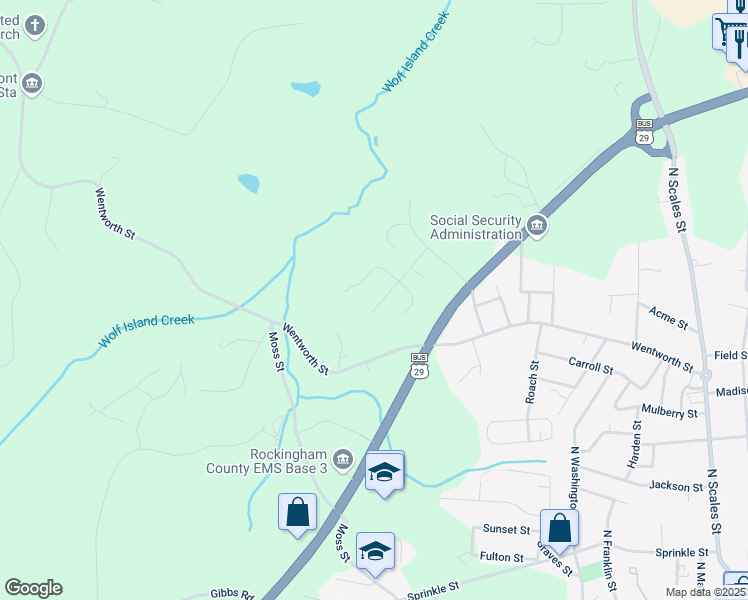 map of restaurants, bars, coffee shops, grocery stores, and more near 2212 Doe Run in Reidsville