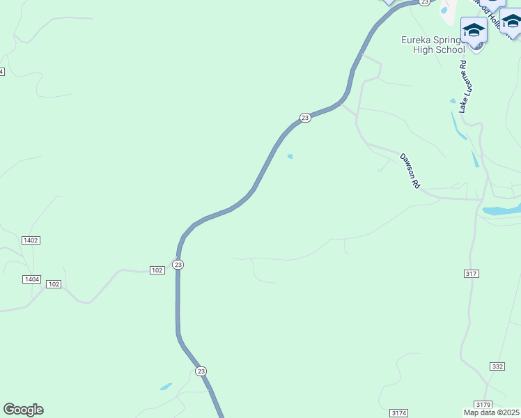 map of restaurants, bars, coffee shops, grocery stores, and more near 459 Arkansas 23 in Eureka Springs