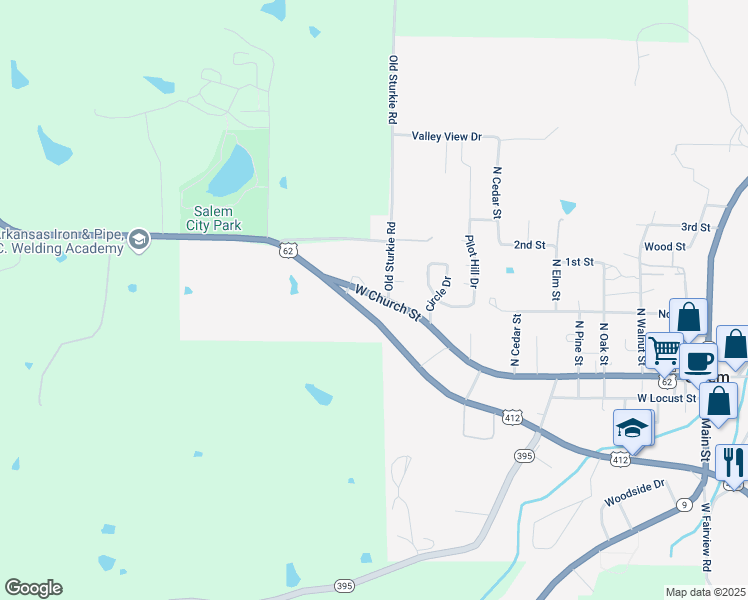 map of restaurants, bars, coffee shops, grocery stores, and more near 676 U.S. 62 in Salem