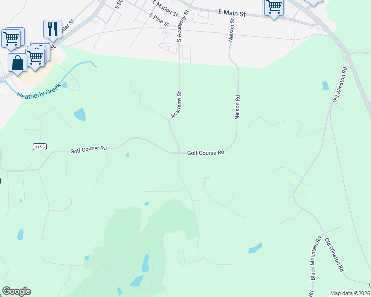 map of restaurants, bars, coffee shops, grocery stores, and more near 764 Golf Course Road in Pilot Mountain
