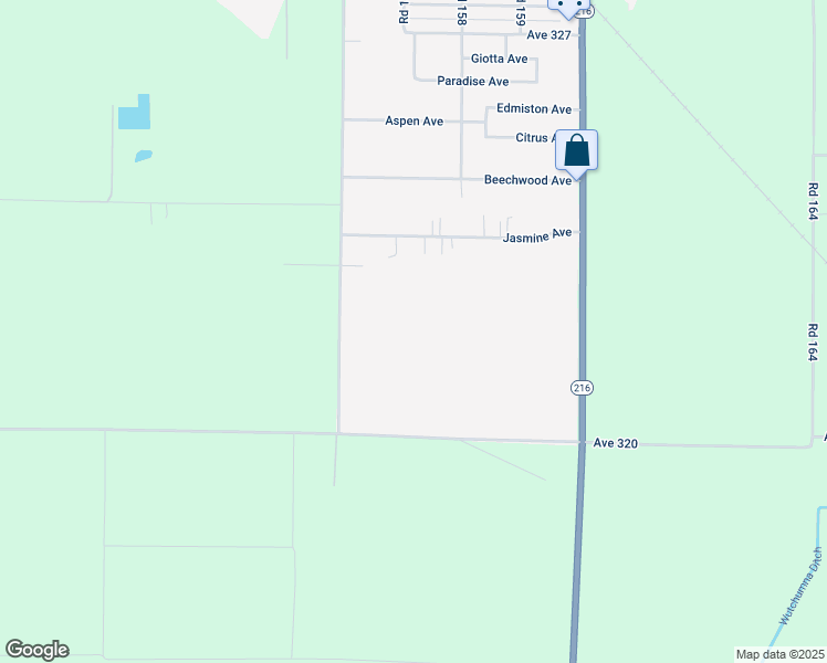 map of restaurants, bars, coffee shops, grocery stores, and more near 32194 Road 156 in Ivanhoe