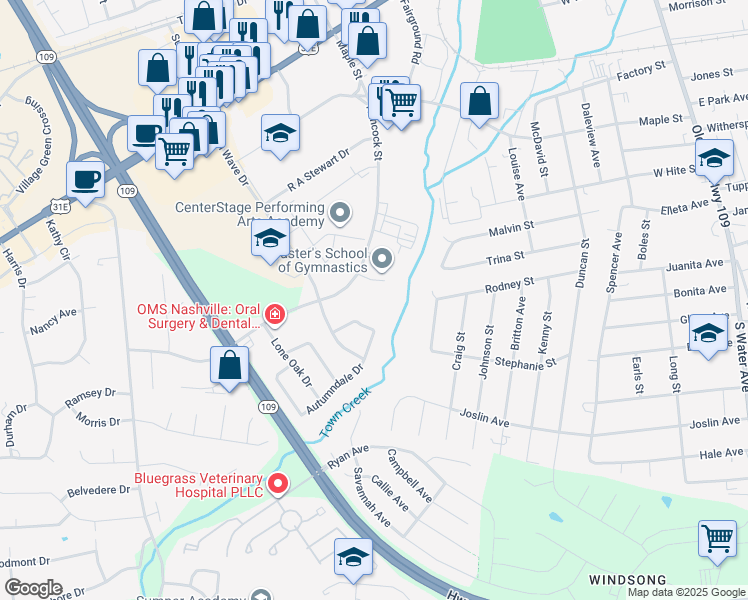 map of restaurants, bars, coffee shops, grocery stores, and more near 566 Cottonwood Drive in Gallatin