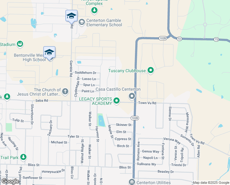 map of restaurants, bars, coffee shops, grocery stores, and more near 1110 Chattie Drive in Centerton