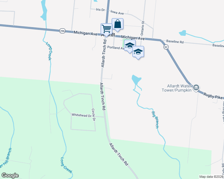 map of restaurants, bars, coffee shops, grocery stores, and more near 124 Atkinson Drive in Jamestown