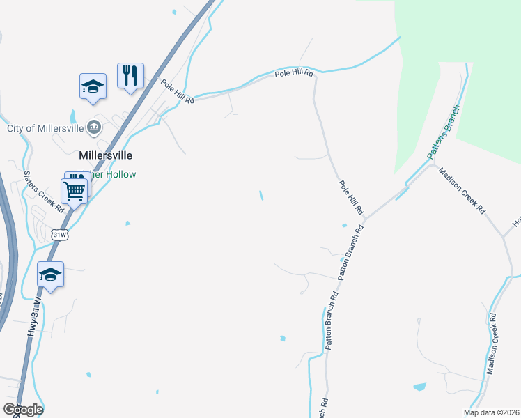 map of restaurants, bars, coffee shops, grocery stores, and more near 444 Pole Hill Road in Goodlettsville