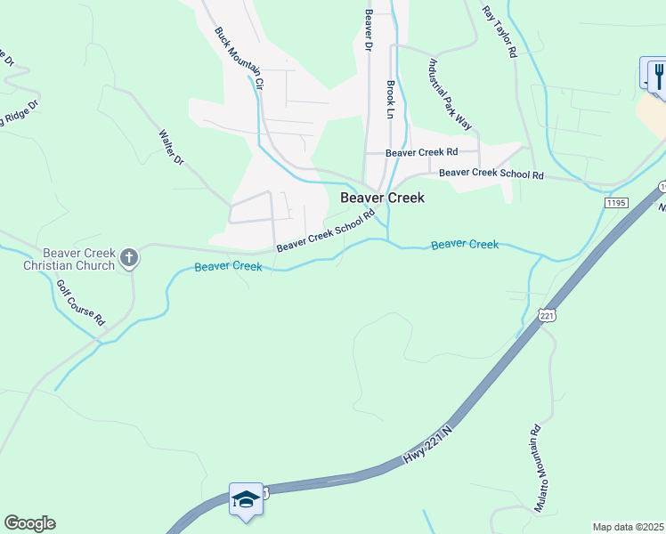 map of restaurants, bars, coffee shops, grocery stores, and more near 1049 Beaver Creek School Road in West Jefferson