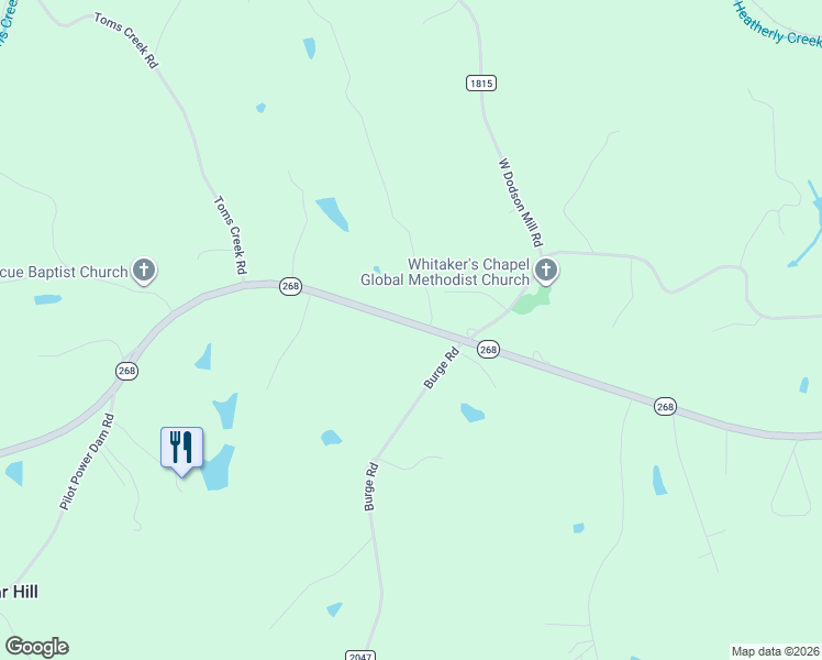 map of restaurants, bars, coffee shops, grocery stores, and more near 1619 North Carolina 268 in Pilot Mountain