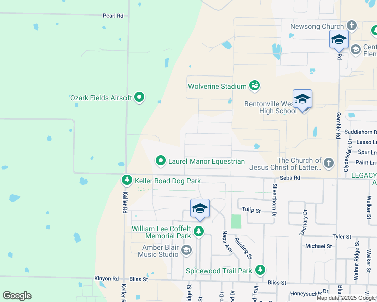 map of restaurants, bars, coffee shops, grocery stores, and more near 1210 Hope Street in Centerton