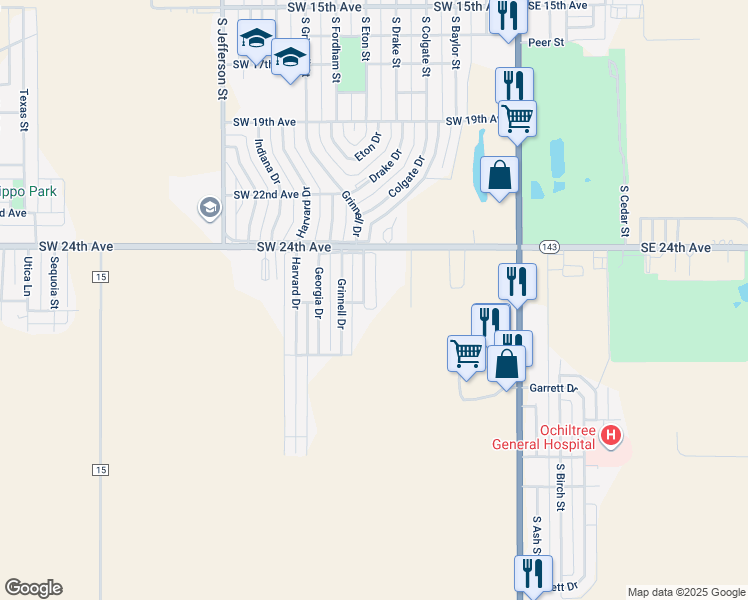 map of restaurants, bars, coffee shops, grocery stores, and more near 2599 Fordham Street in Perryton