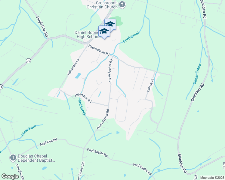 map of restaurants, bars, coffee shops, grocery stores, and more near 169 Dean Archer Road in Jonesborough