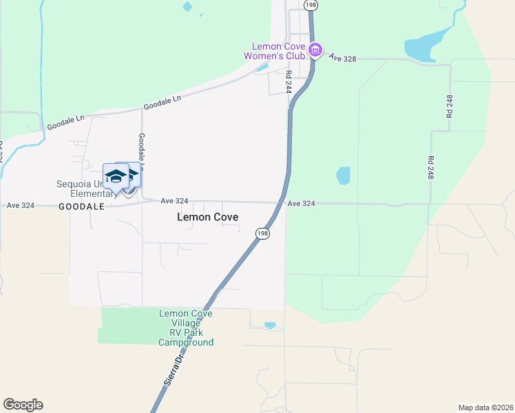 map of restaurants, bars, coffee shops, grocery stores, and more near 24323 Avenue 324 in Woodlake