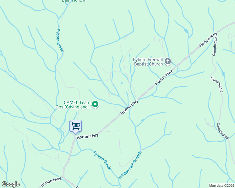 map of restaurants, bars, coffee shops, grocery stores, and more near 13629 Horton Highway in Greeneville