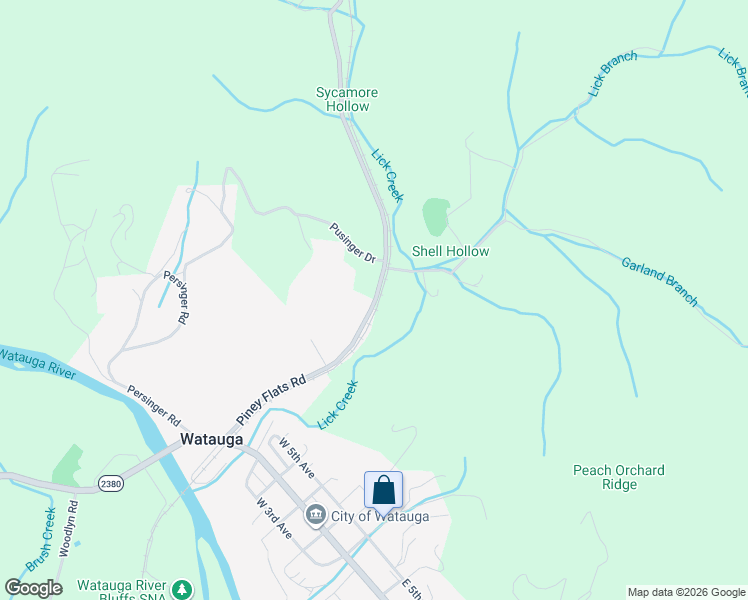 map of restaurants, bars, coffee shops, grocery stores, and more near 1472 Lick Creek Road in Watauga