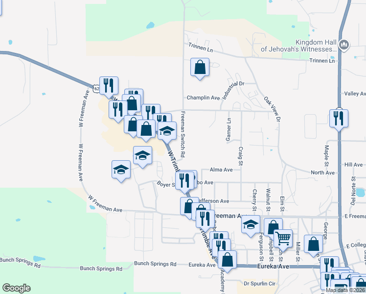 map of restaurants, bars, coffee shops, grocery stores, and more near 913 Freeman Switch Road in Berryville