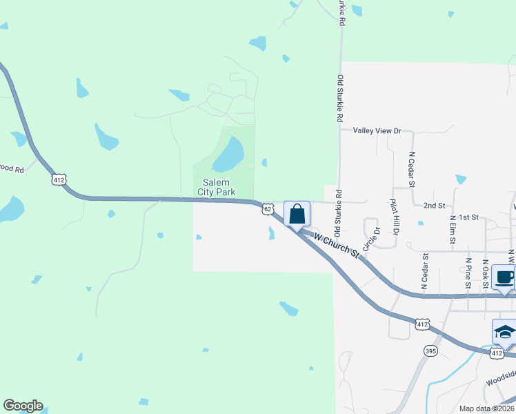 map of restaurants, bars, coffee shops, grocery stores, and more near 838 U.S. 62 in Salem