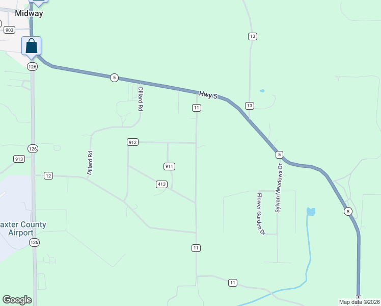map of restaurants, bars, coffee shops, grocery stores, and more near 3426 County Road 11 in Mountain Home