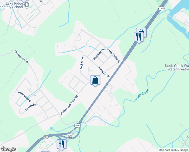 map of restaurants, bars, coffee shops, grocery stores, and more near 4 Windsor Court in Johnson City