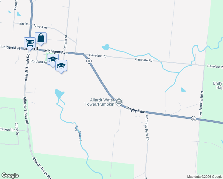 map of restaurants, bars, coffee shops, grocery stores, and more near 2471 Rugby Pike in Jamestown