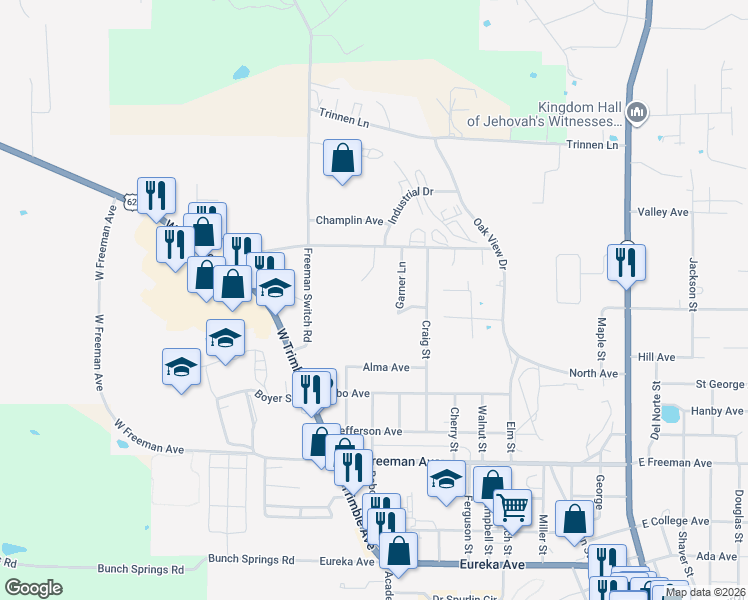 map of restaurants, bars, coffee shops, grocery stores, and more near 913 Freeman Switch Road in Berryville